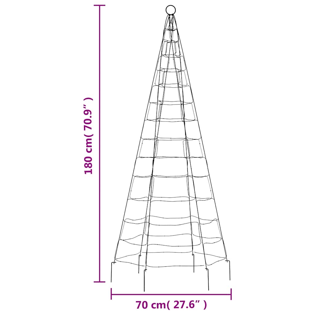 LED Christmas Tree on Flagpole 200 LEDs Cold White 180 cm